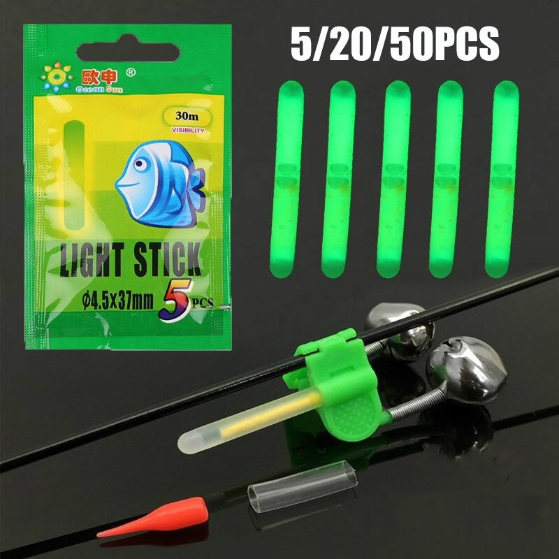 5/20/50 Pcs 4.5*37Mm Vissen Boei Fluorescerende Licht Stick Night Fishing Lichtgevende Boei Hengel/Party