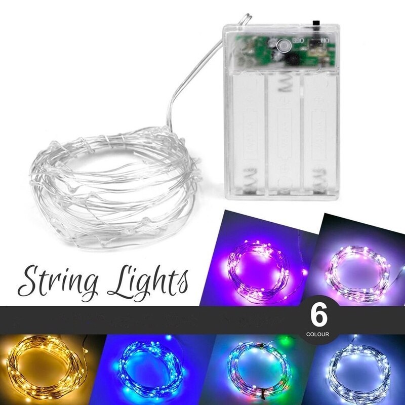 2M 3M 20 30 LEDs Sternen Schnur batterie Lichter Gebühr Mikro LED transparent Kupfer Draht für Party Weihnachten hochzeit 10 farben