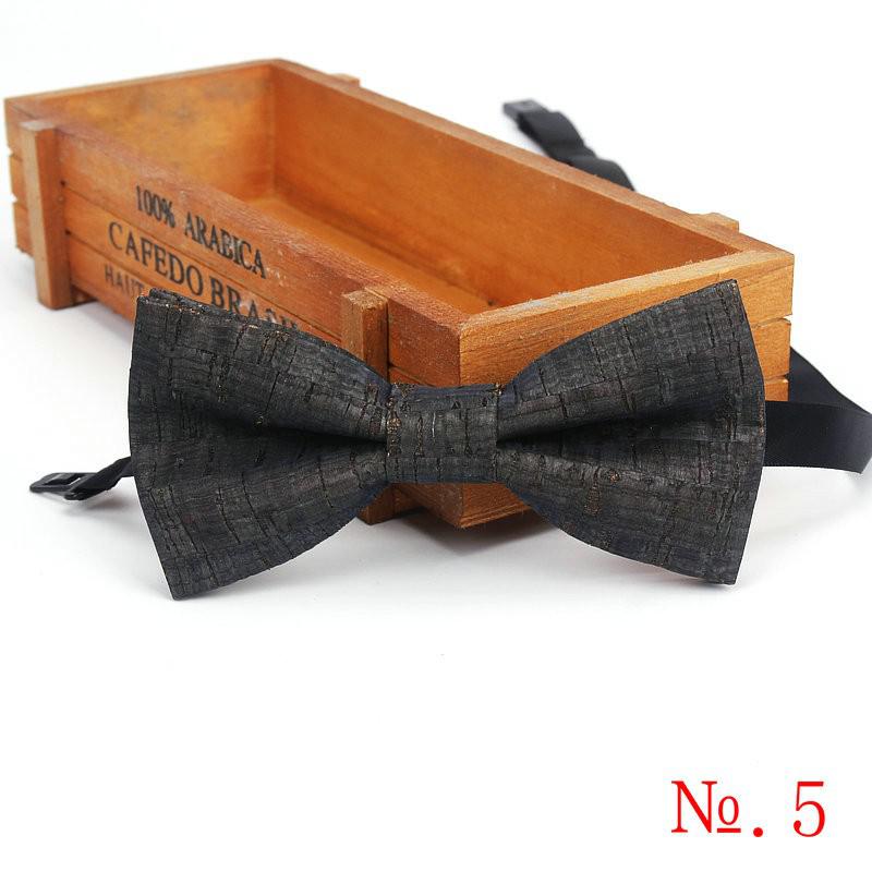Fancy Cork Wood Men's Bow Ties Novelty Handmade Solid Bowtie Butterfly Wedding Party Man Accessories Neckwear: 5
