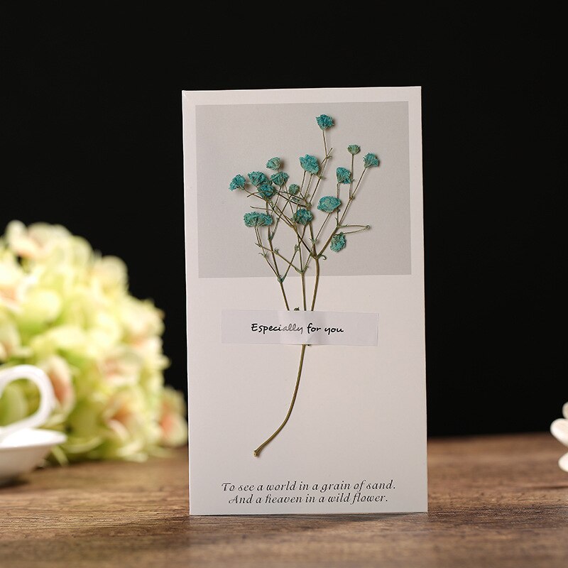 Hilsen tørkede blomster invitasjonskort bursdag thanksgiving dag mors dag beste ønsker blomst språkkort: 2