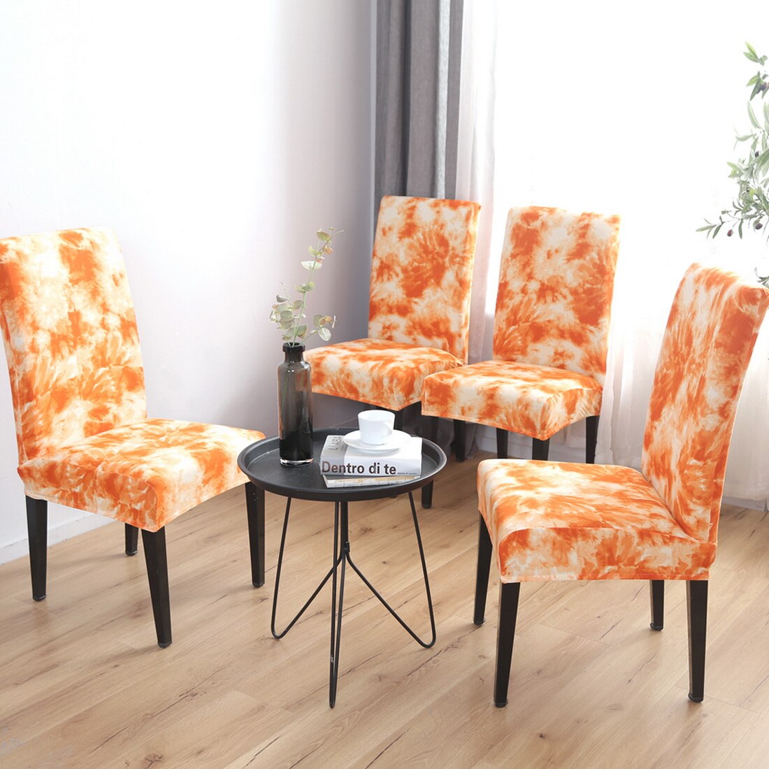 Stretch Dining Chair Covers Slipcovers Removable Chair Protective Covers Tie Dye Chair Cover Spandex Stretch Elastic Slipcovers
