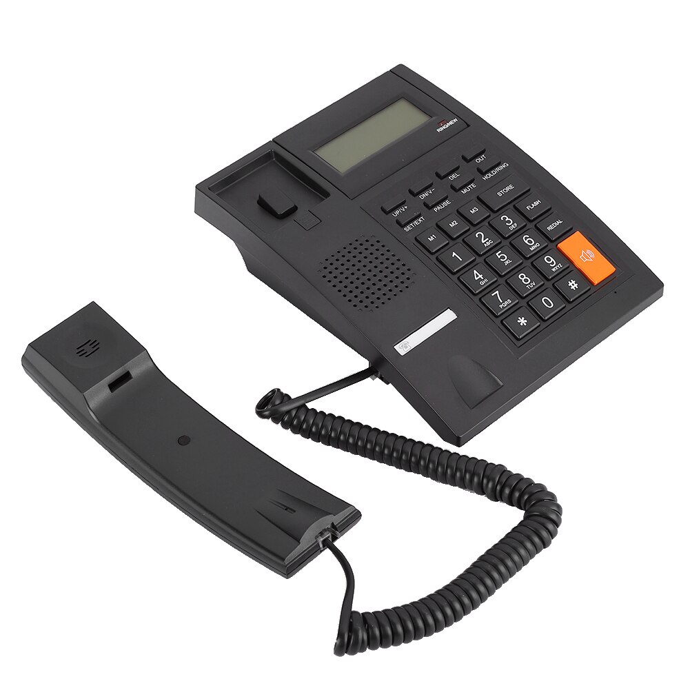 M64 ABS Black Portable Blue Light LCD Display Hands Free Call Family Business Office Fixed Landline Telephone