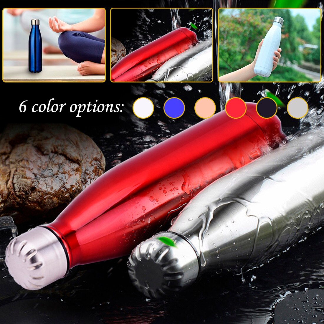 500ml vacuümflessen 304 roestvrijstalen wijnflesvormige thermosfles voor in de auto, reis, bowlingfles vacuümfles