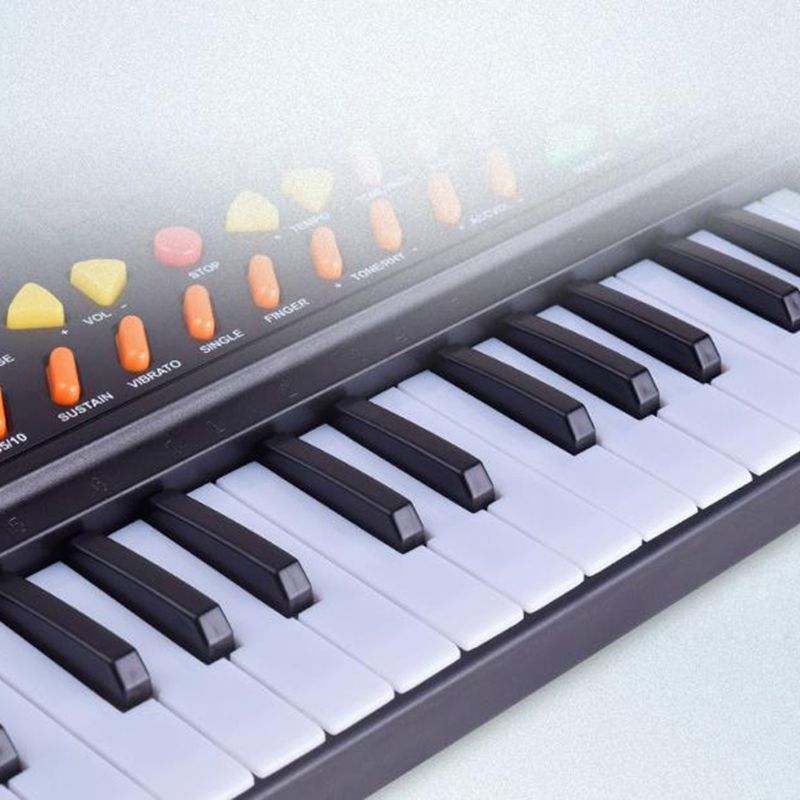 Teclado de música de 54 teclas para Piano Electrónico de tamaño Mini para niños, reproducción de discos con micrófono y adaptador