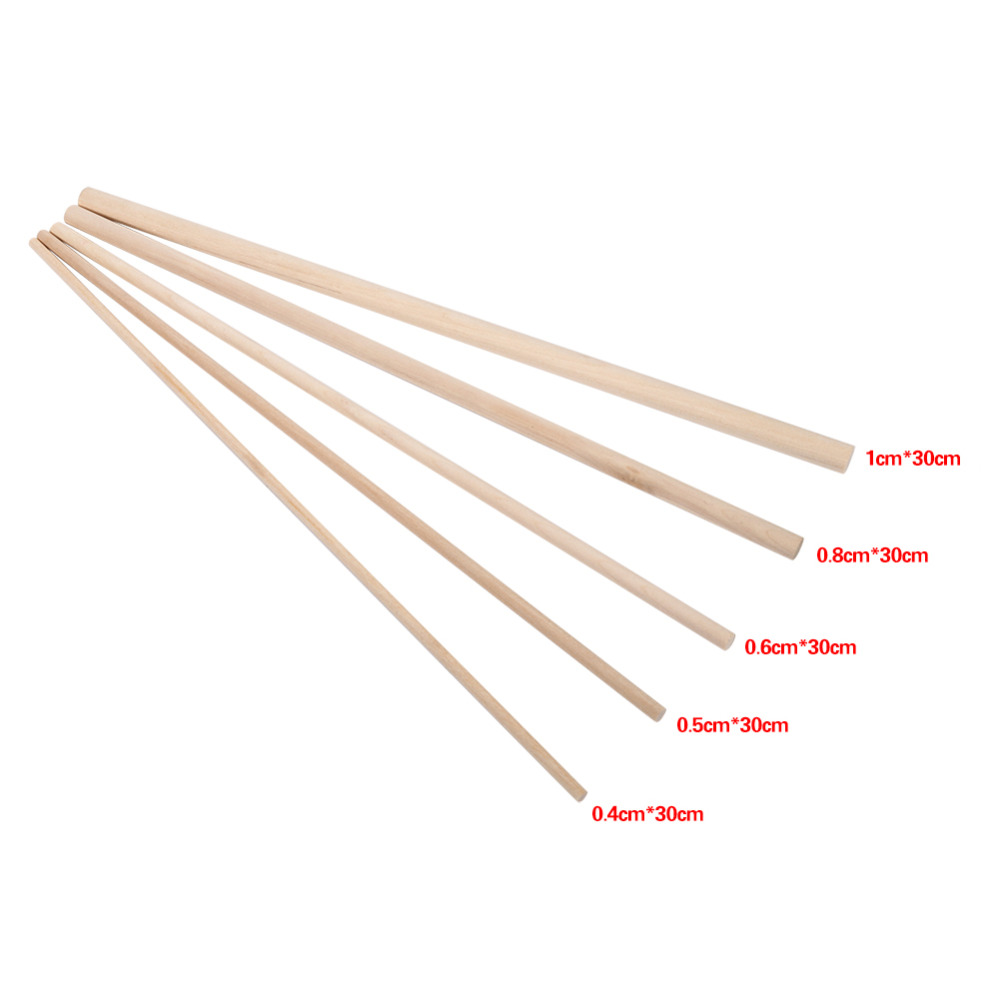 Palos de madera para manualidades, 10 piezas, 30cm de largo, pasadores, varillas, árboles dulces, herramienta de madera, 4mm-10mm