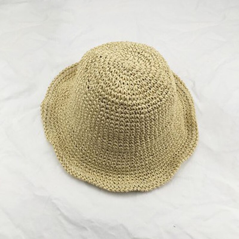 Kvindelig håndlavet solhat spandhætte bred kant kantbare halm hatte til kvinder sommer anti-uv strand hav kvindelige hatte: 5