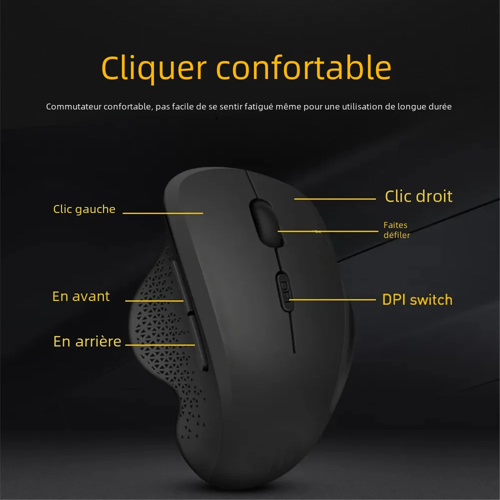 Mysz bezprzewodowa Ergonomiczna mysz komputerowa PC Mause optyczna z odbiornikiem USB 6 przycisków Bezprzewodowa mysz 2,4 GHz 1600 DPI do laptopa