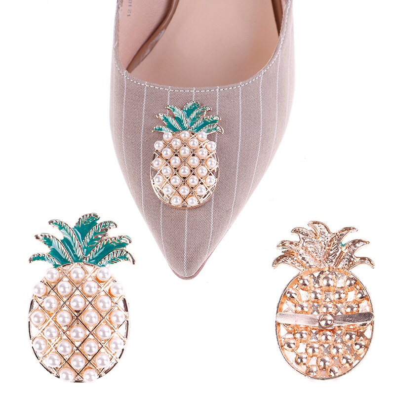 2 pièces/lot ananas forme pince à chaussures décoration chaussures de mariée pince boucle Faux perle chaussures Clips accessoires décoratifs