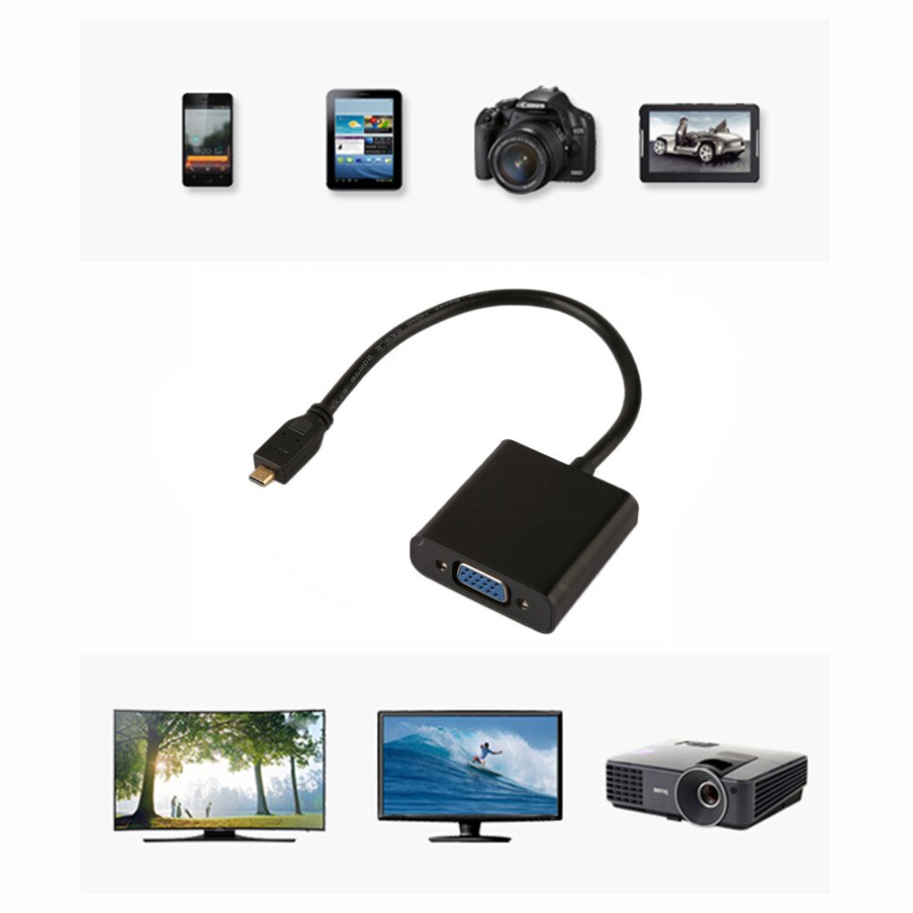1080P Micro HDMI to VGA Female Video Cable Converter Adapter for PC Laptop Black Digital Adapter