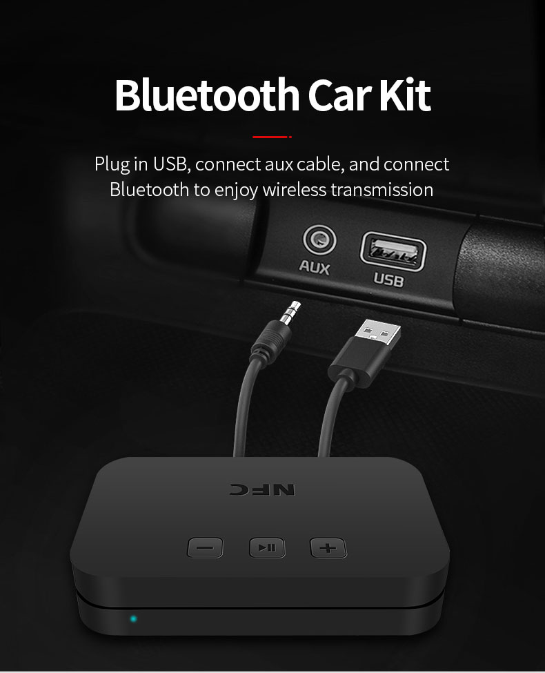 Wireless NFC Bluetooth 5.0 Receiver 3.5mm AUX HiFi Stereo Audio Adapter NFC Desktop Bluetooth Receiver & BT Transmitter