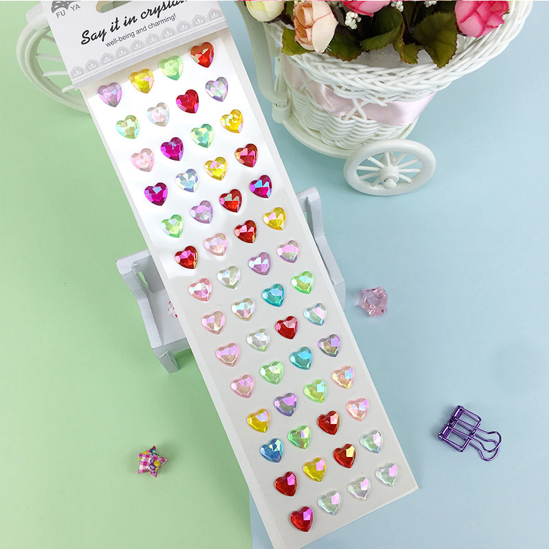 Kleurrijke Hartvorm Plaksteen Hars Kleur Ab Zelfklevende Rhinestone Stickers Voor Diy Nail Arts Telefoon Case Decoratie: Multicolor