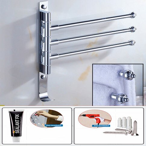 Bathroom Organizer Stainless Steel Container Shelf 360 Degree Rotation Towel Storae Rack Upscale Towel Rack: Jasny szary