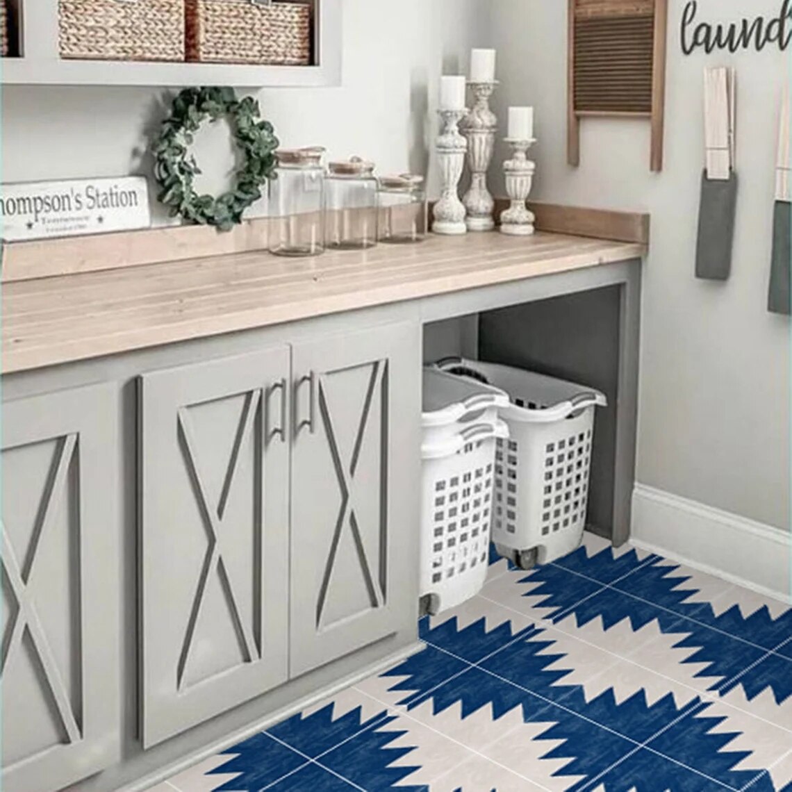 Autoadhesivo de porcelana azul para azulejo de cerámica, pegatinas de pared impermeables de PVC, para cocina, pelar y pegar, 10 piezas