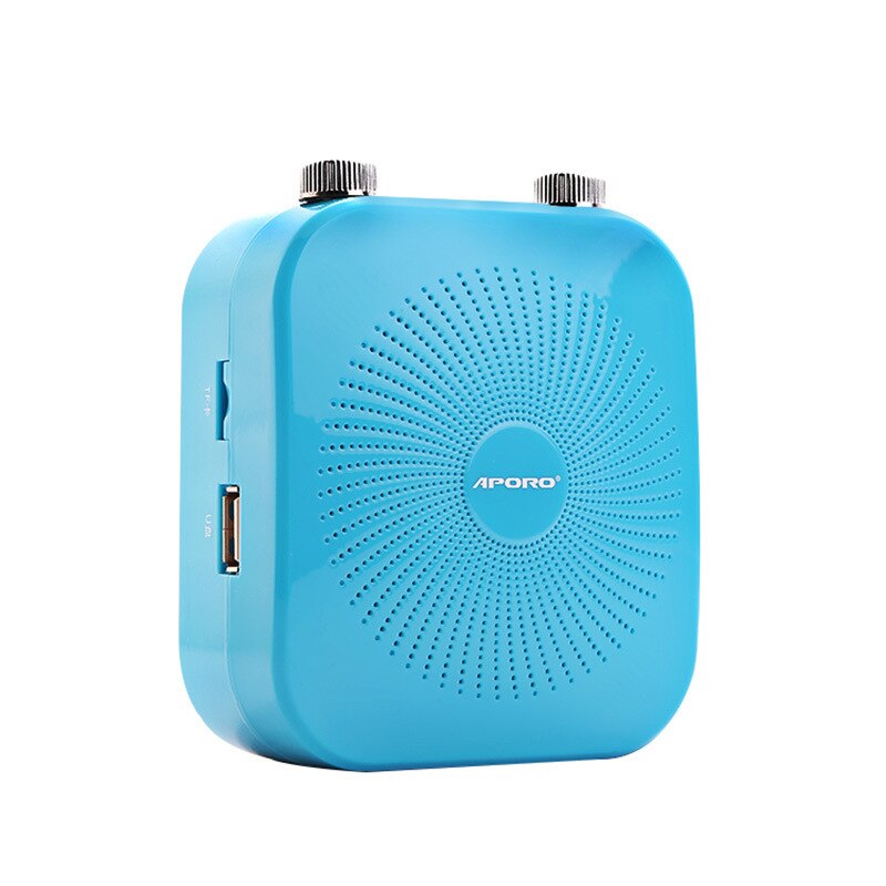 18W Voice Amplifier With Echo Function Wired Microphone TF Card Portable Meeting Tour Guide Megaphone Speaker Subwoofer: Light Blue