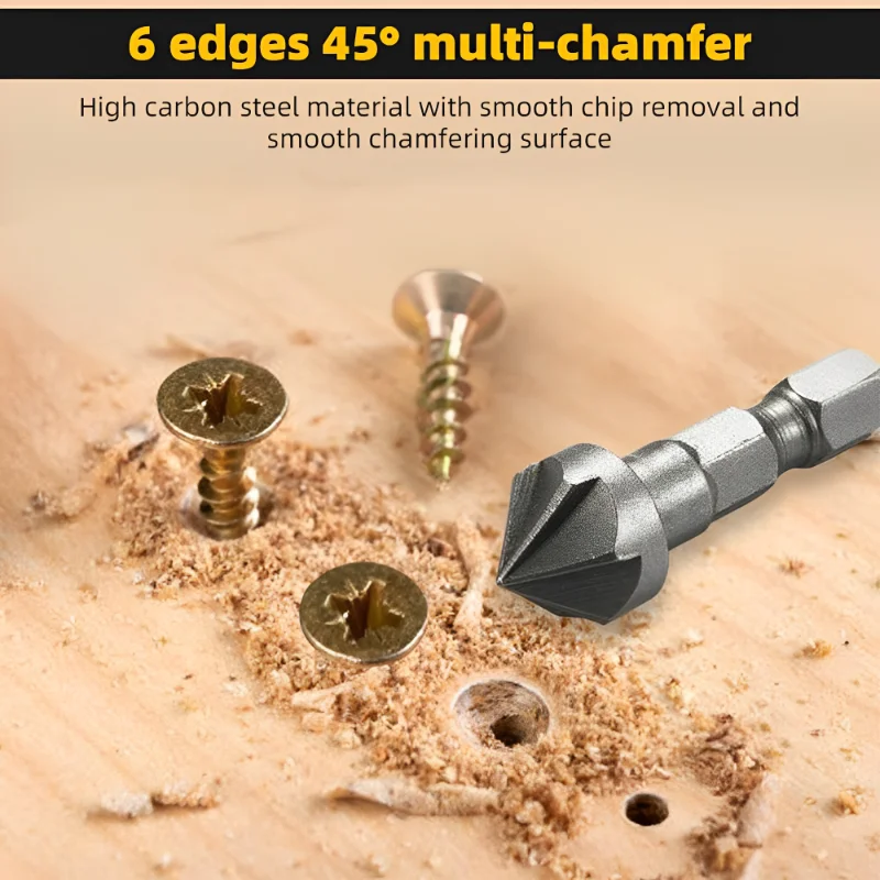 Broca avellanadora de 90 grados, vástago hexagonal de 1/4 ", punta angular para carpintería, cortador de corte biselado, eliminación de fresa, 1/3 Uds.