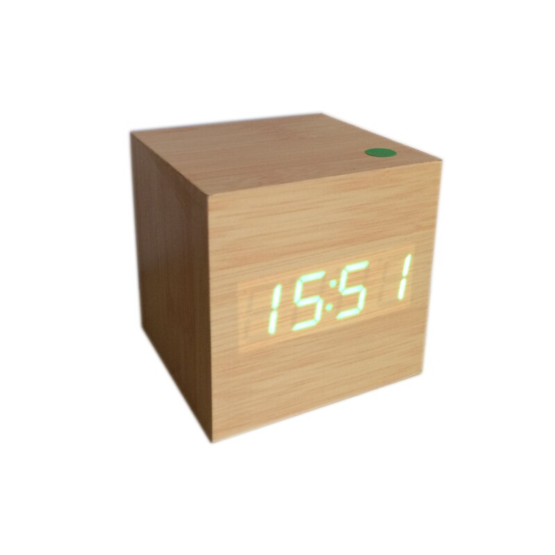 Mini cube sound control alarm clocks wooden clocks LED display cute desk Clock digital clocks AJ6029