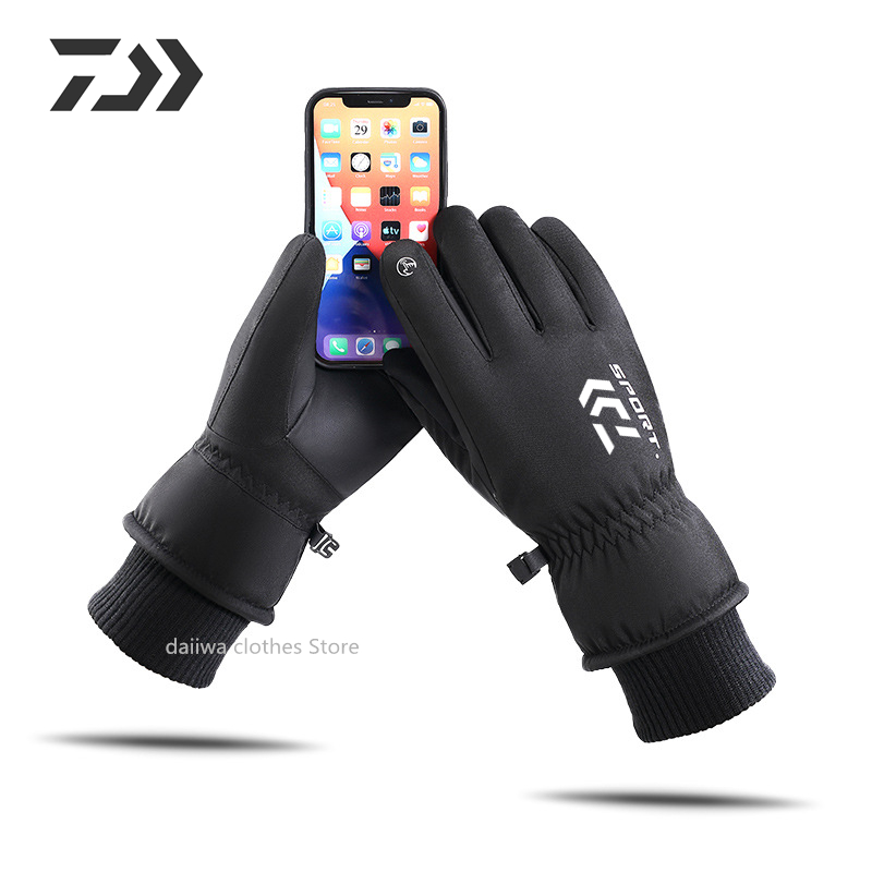 Winter Waterproof Anti-Slip Windproof Fishing Gloves Full Finger Outdoor Sports Men&#39;s Cycling Touch Screen Fishing Gloves