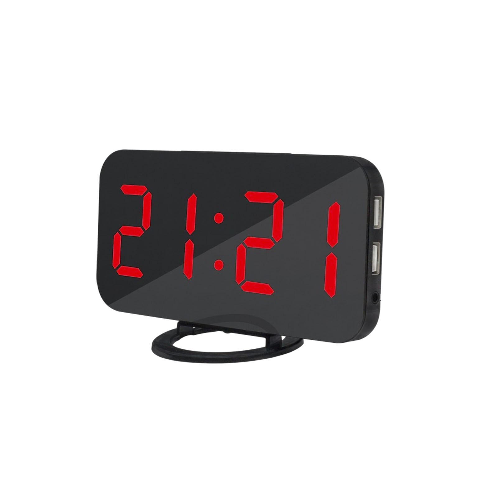 Inductive Dimming Clock, Alarm Clock Dual USB Output Mobile Phone Charging Sleeping Mirror Clock Digital Clock: Red