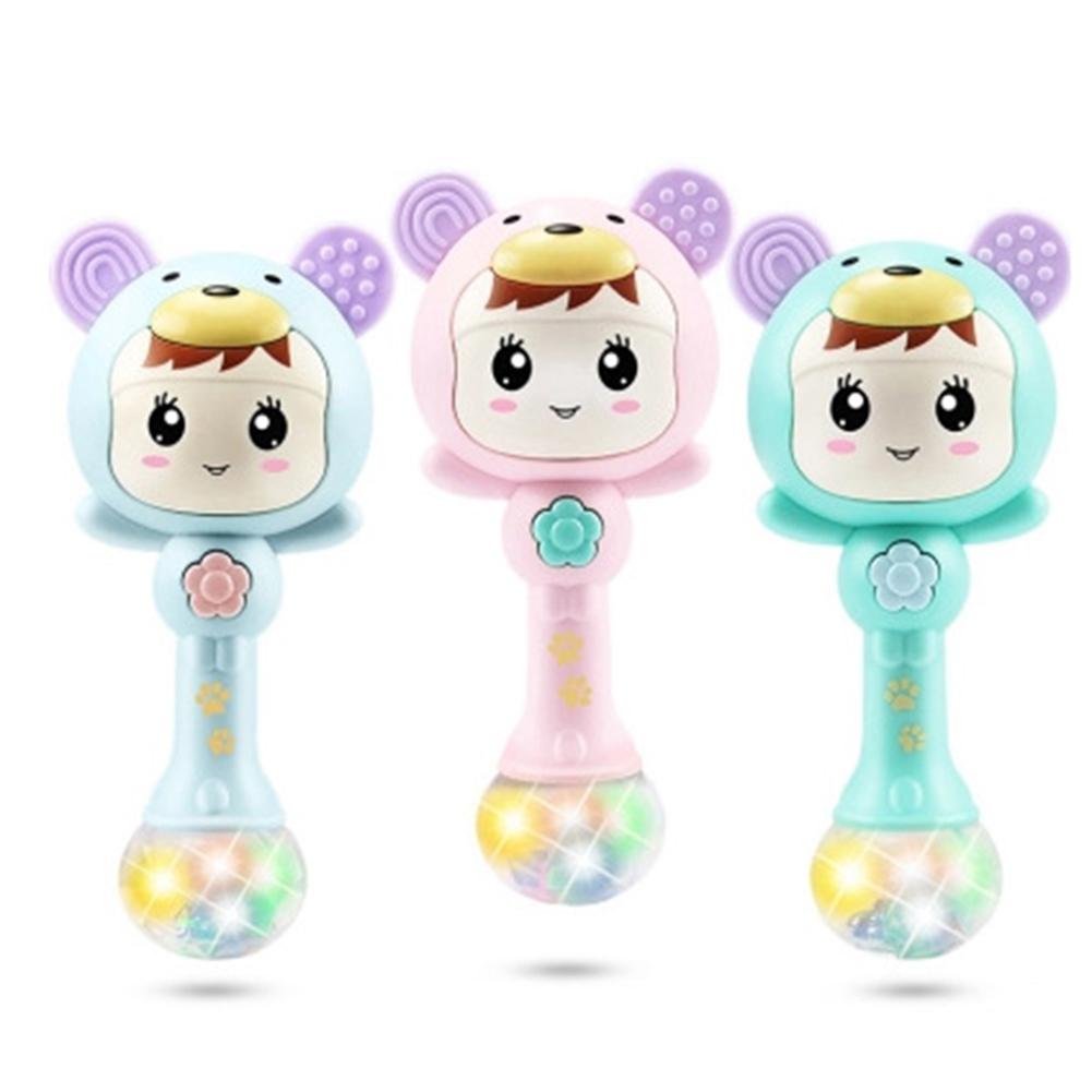 Led gloeiende hand rammelaar muziek zand hamer zachte bijtring ontwikkelingsspeelgoed baby intelligentie ontwikkelingsspeelgoed voor pasgeboren baby's