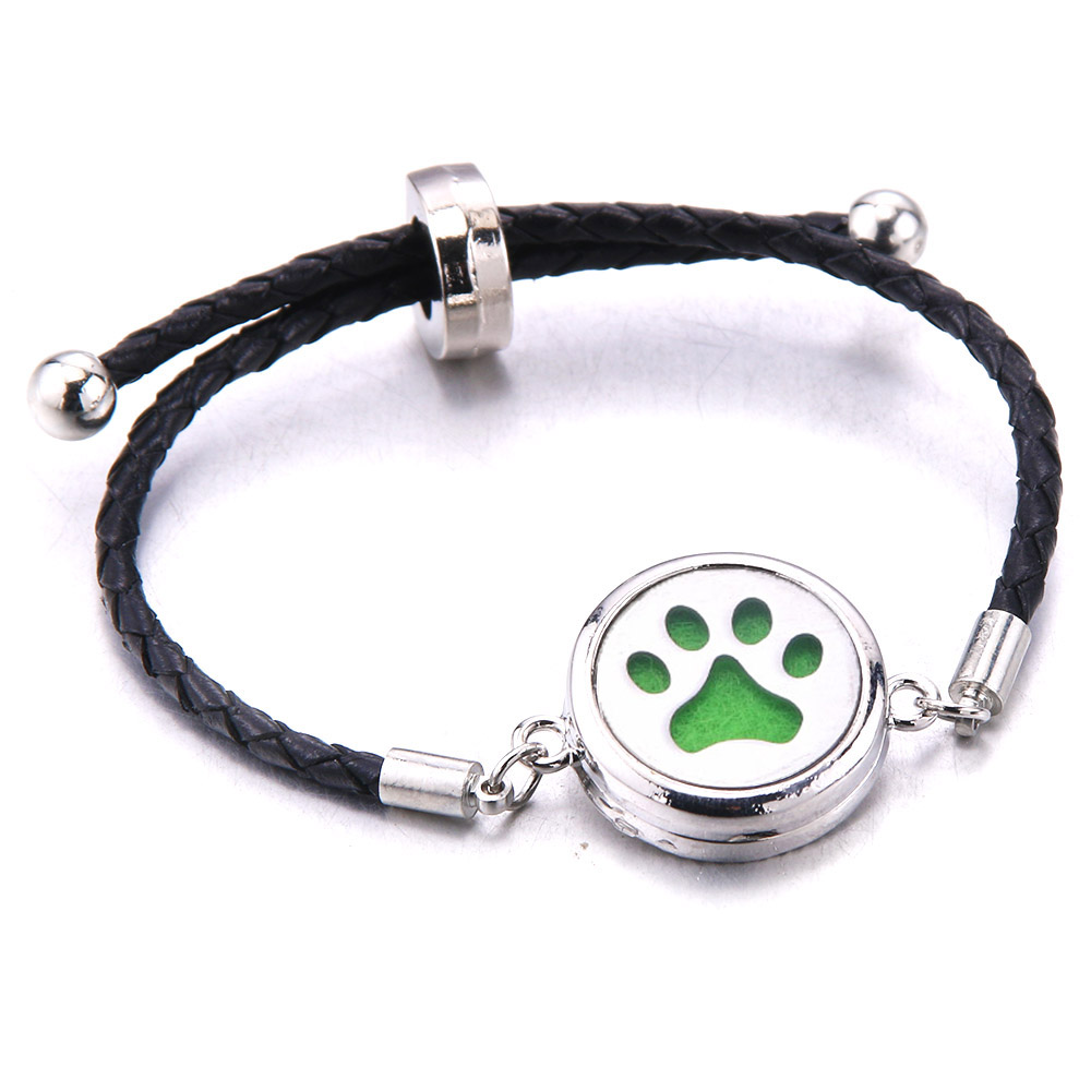 Difusor de aceites esenciales de Perfume, pulsera de cuero, medallón de aromaterapia, medallón de acero inoxidable, pulsera de cuero negro,: Verde oscuro