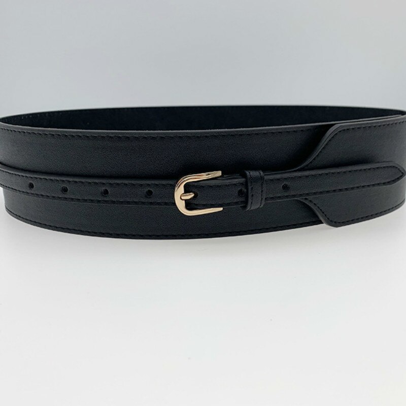 Fashione Ladies Wide Belt Elastic Vintage Buckle Leather Wide Wild Pin Buckle Women's Belt Waist Seal Belt