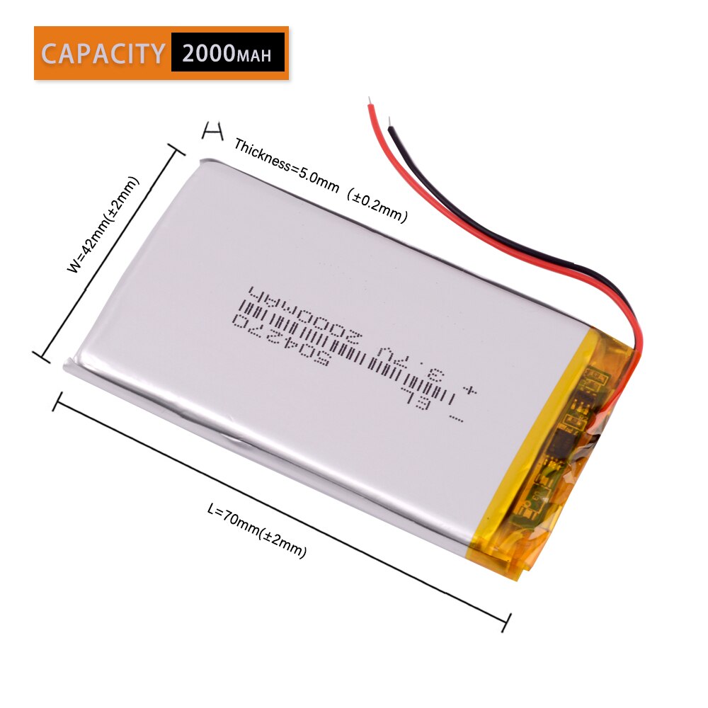 3.7 V lithium polymer battery 2000 mah interphone 504270 GPS vehicle traveling data recorder e-book