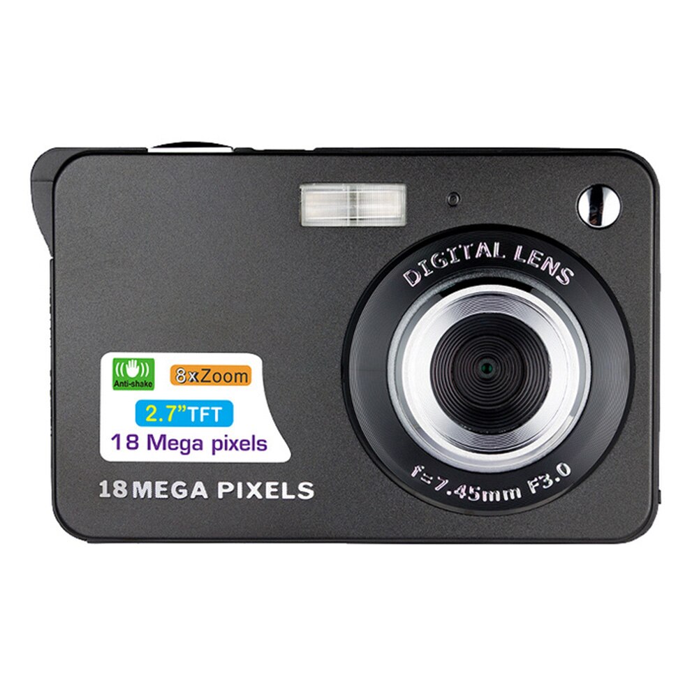 8x Zoom Anti-Shake Foto Video Camcorder Digitale Camera Originele Camera Optische 2.7 Inch Tft Lcd 18MP Digitale Camera: Black