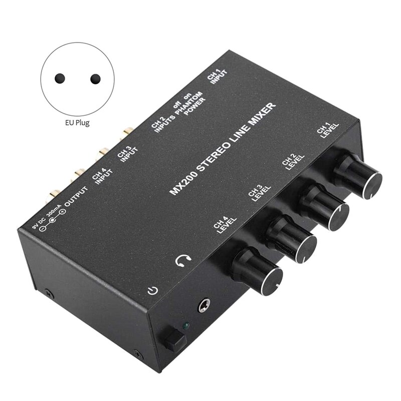 Sound Mixer Mini Noise Cancelling Karaoke Mixer 3 Channel RCA Input And 1 RCA Output Stereo Sound Mini Dj Mixer(EU Plug)