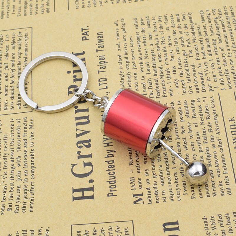 Metal Car Stalls Head Keychain Anti Stress Toys for Children Adults Six-Speed Manual Shift Gear Auto Car's Fun Novelty Gag Toy: Red