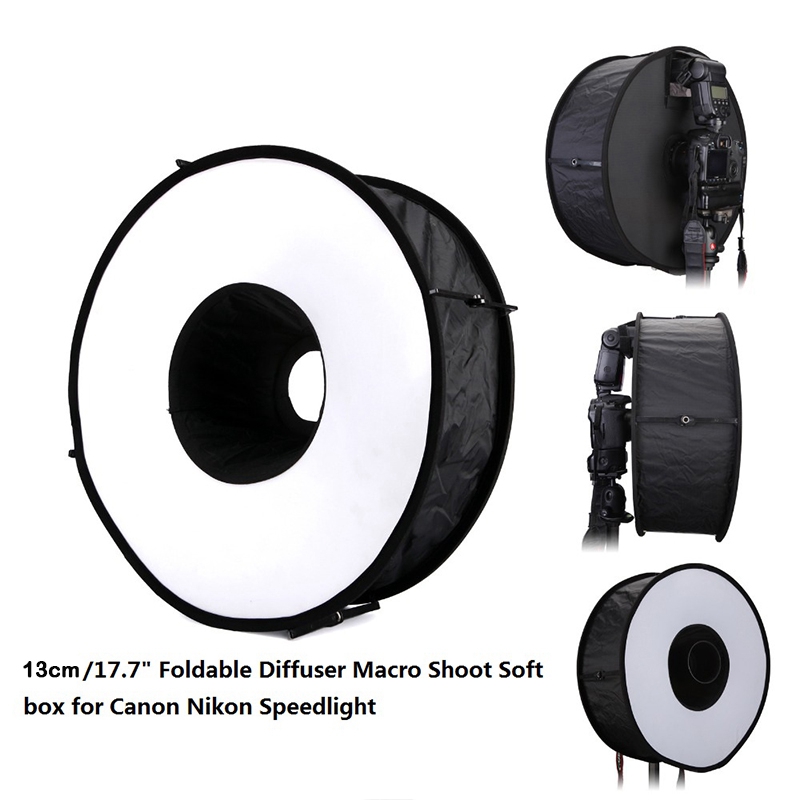 45 Cm Opvouwbare Ring Speedlite Flash Diffuser Macro Schieten Ronde Softbox Voor Canon Nikon Sony Pentax Godox Speedlight