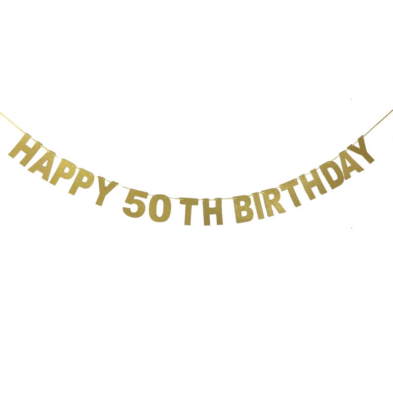 Happy Birthday Banner 40th Birthday Decorations Glitter Gold Letter Banner 10 20 30 40 50 60 70 80 90 Years Birthday Party Decor