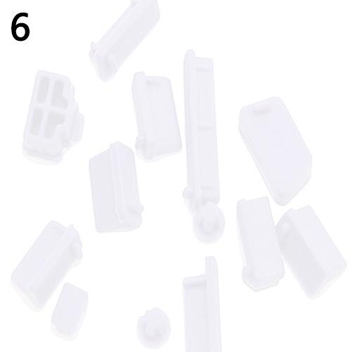 13Pcs Silicone Anti Dust Plug Stopper Universele Stofdicht Usb-poort Hdmi-RJ45 Interface Cover Voor Laptop Pc: Transparent White