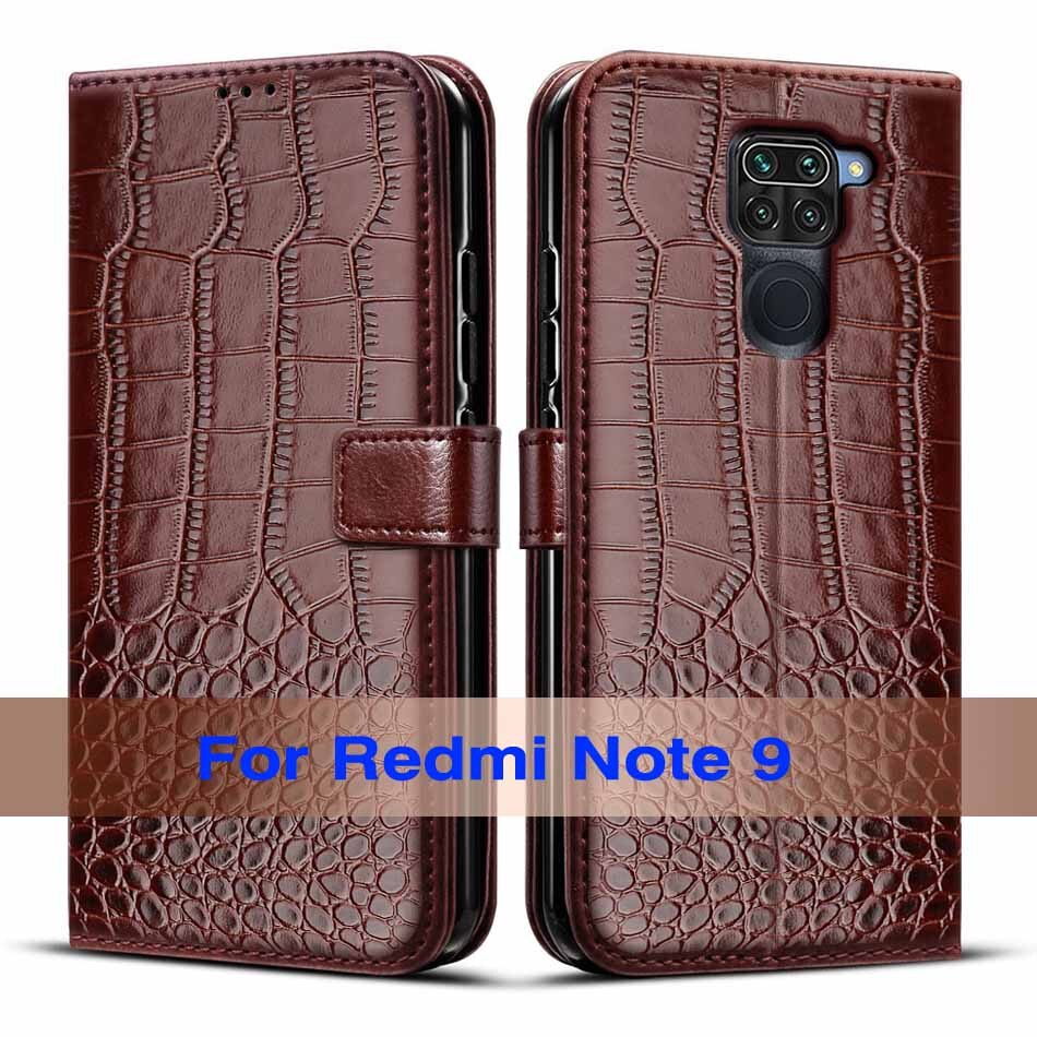 Étui portefeuille à 9 classique en cuir pour xiaomi redmi 9 9: Brun foncé