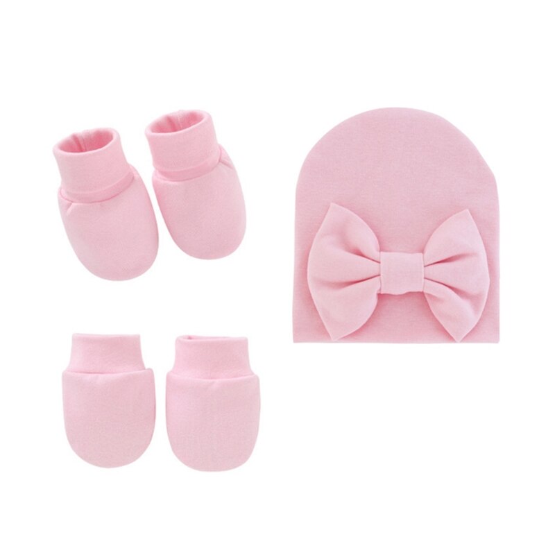 Baby Strik Hoed Geen Kras Handschoenen Voet Cover Set Zuigelingen Zachte Katoenen Wanten D5QA