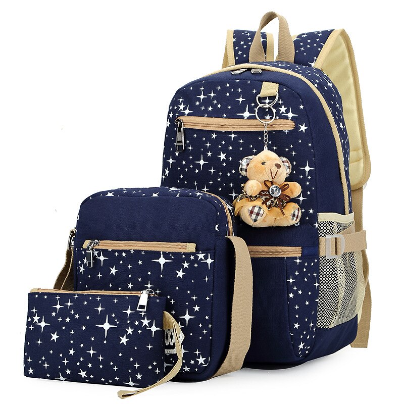 Vrouwen Rugzak Canvas Rugzakken Kinderen Schooltassen Voor Meisjes Mochila Feminina: deep blue