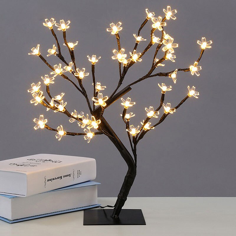 Luminarias LED Cherry Blossom Tree Branches Night Lights Lighting Table Lamps Bedroom Party Wedding Indoor Home Decor: Cherry Blossom -Warm