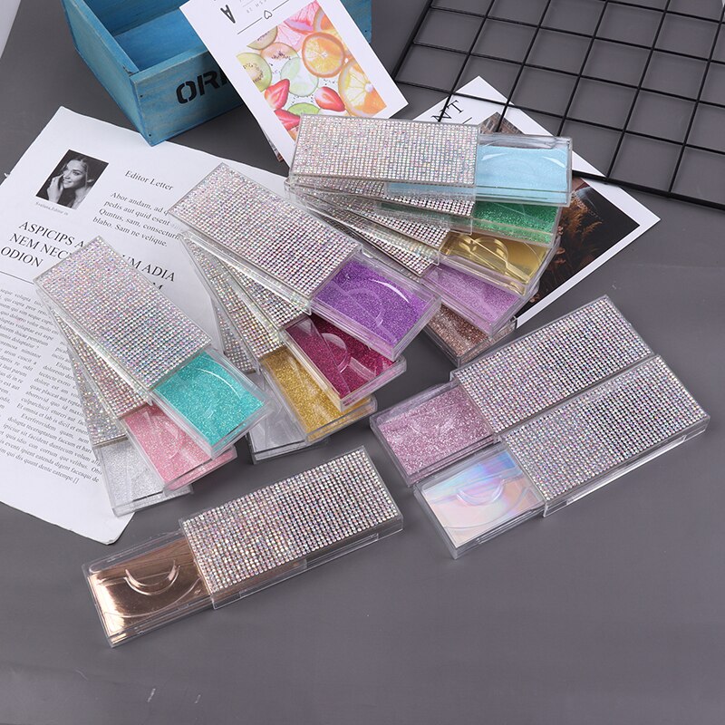 1pcs Popular 3D False Eyelashes Packaging Empty Lash Case Bling Glitter Eyelash Pull Box Diamond False Eyelash Packaging Box