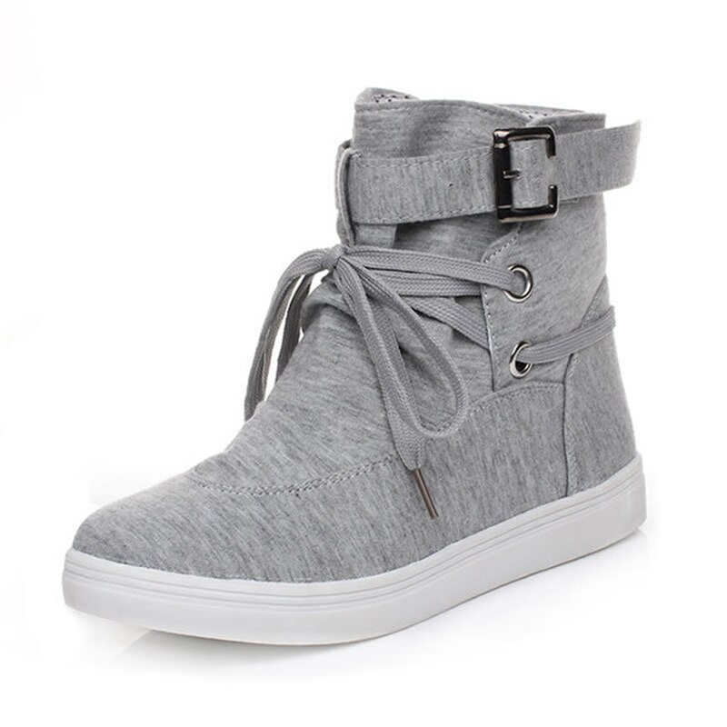 Höst dam boots casual canvas skor dam fiat svart och grå platå skor dam boots: Grå / 41