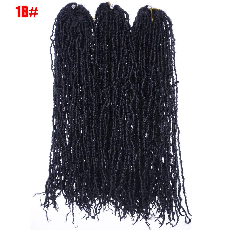 Nu Locs capelli intrecciati all'uncinetto ricci Ombre dea morbida Faux Locs estensione sintetica capelli africani per le donne: Tiny1B  18inch