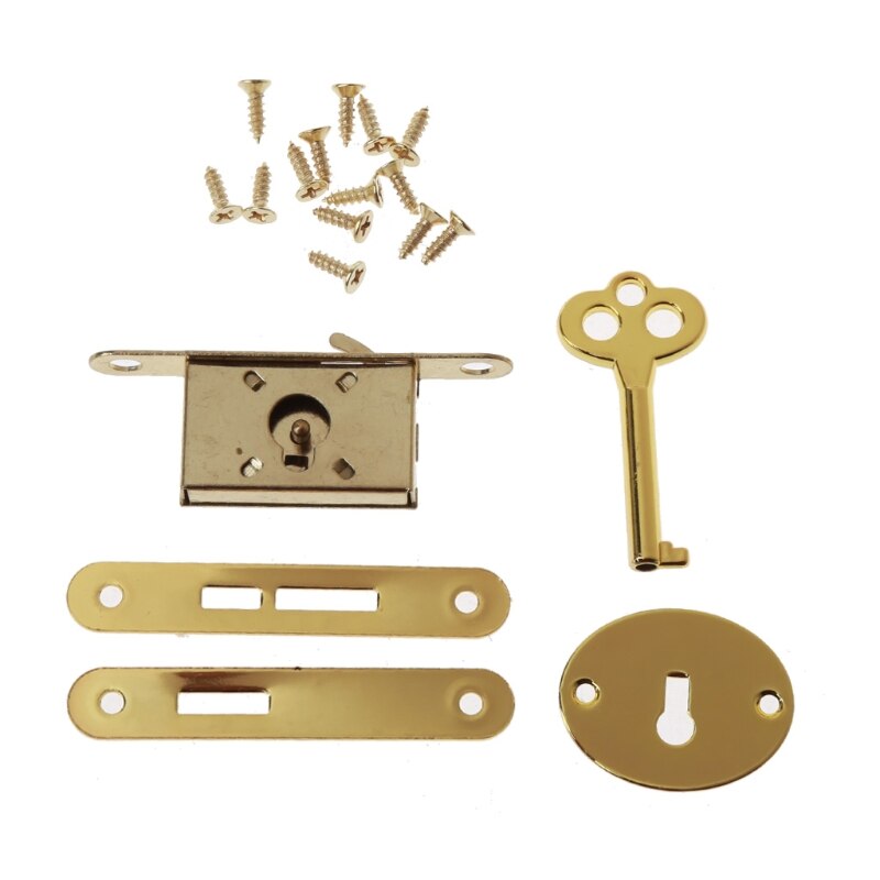 Bronze Mini Locks Full Mortise Locks Small Box Locks Decorative Antique Locks Jewelry Box Lock Replacement Cabinet Lock: gold