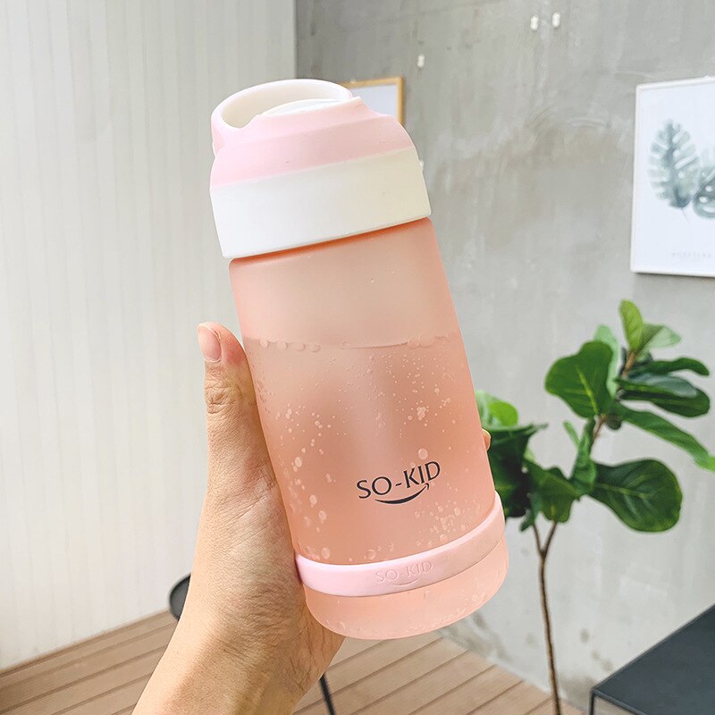 550ml Water Bottle for Kids Children Mini Water Bottle with Straw Sports Bottles FDA Certified Hiking Camping BPA Free H1151: 1151 Pink