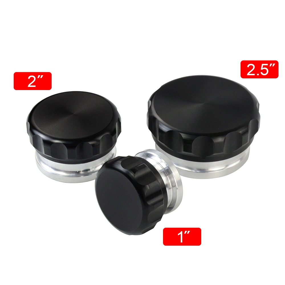 2Pcs 2" 50.8mm / 1" 25.4mm / 2.5" 63.5mm Aluminium Weld On Filler Neck And Cap Oil, Fuel, Water Tank Black