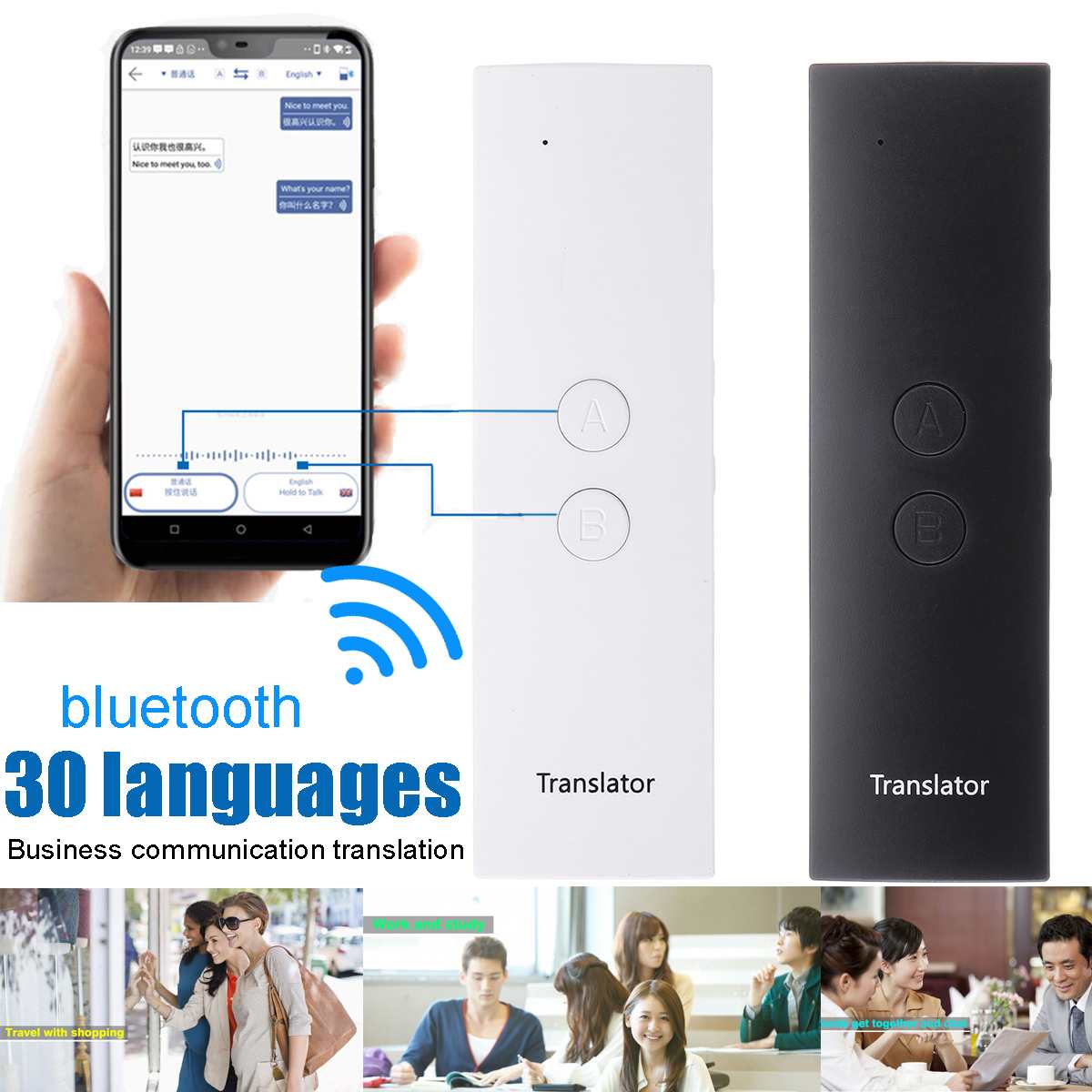 T6 Smart Voice Translator 30 Languages Portable Two Way Real-time Translation Multi-Language Language Translator Device With APP