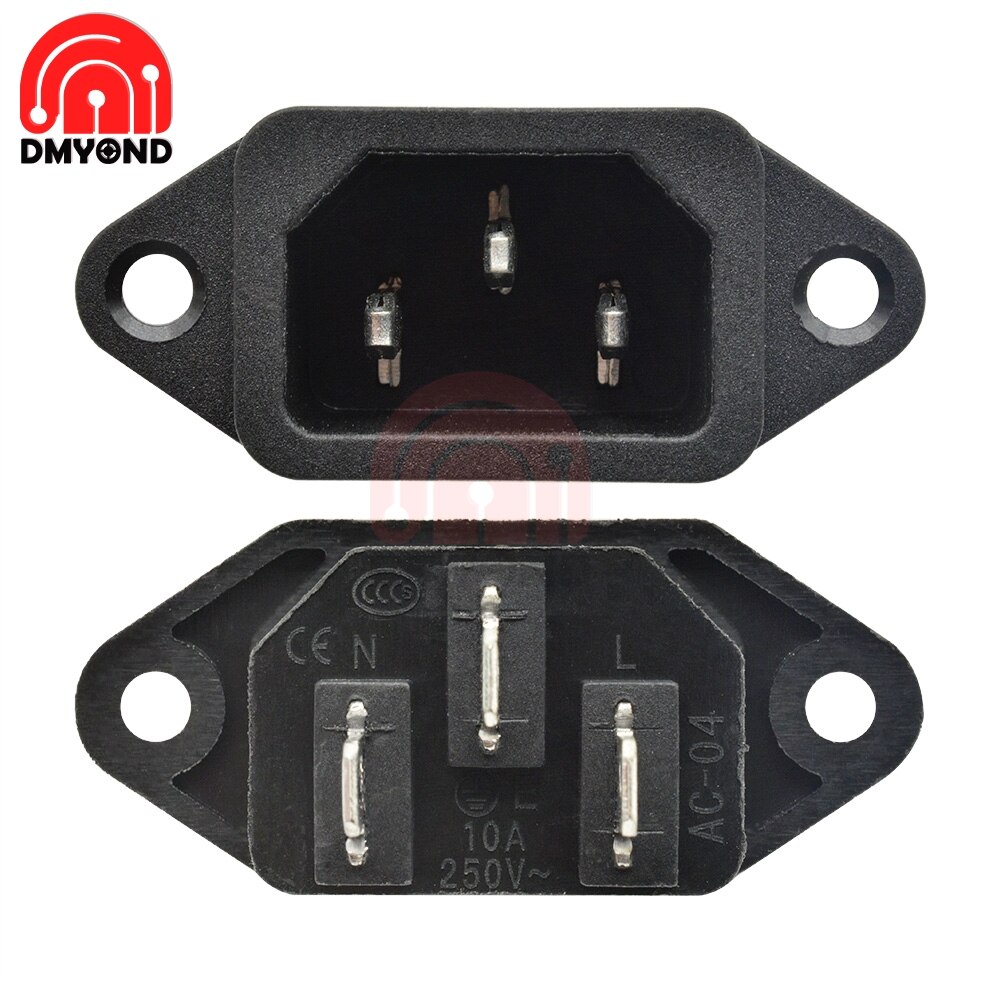 5PCS Power Socket 3Pin AC 250V 10A 3 pin With Ears For Electric Car Computer Power Socket Screw Fixed Iron Core