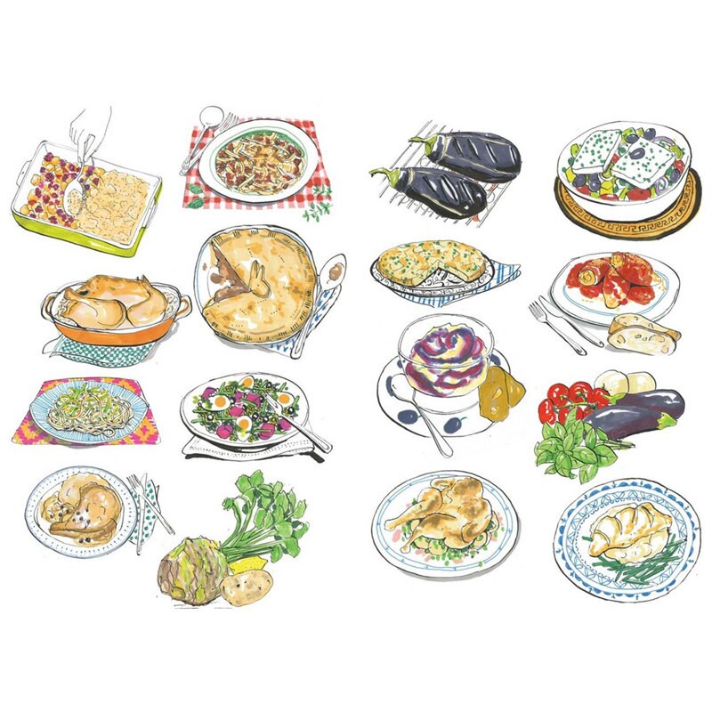 1 PCS Yummy Dinner Dishes Korean Precut Decoration Stickers Desk Organizer School Supplies Office Accessories