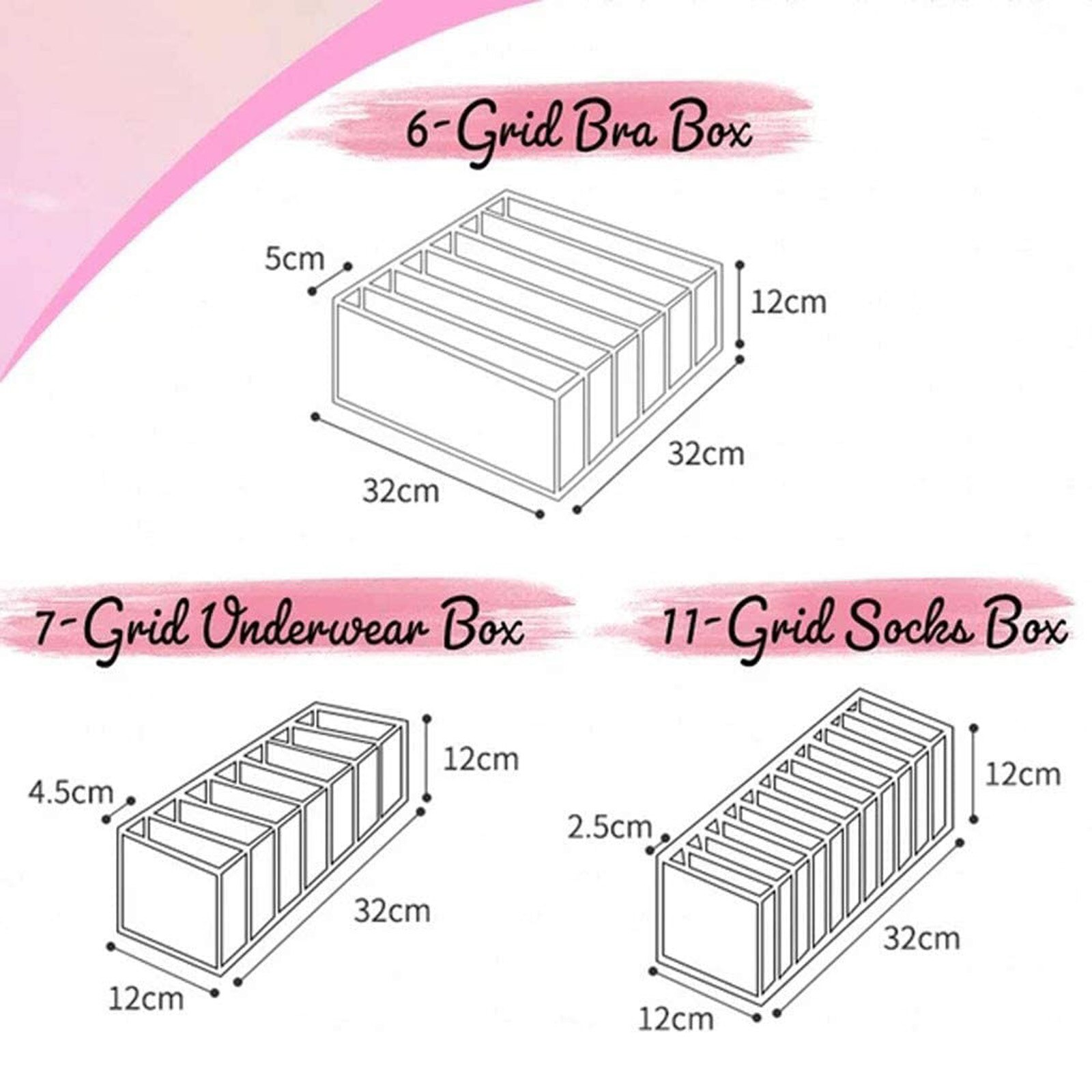 Storage Box Large Capacity Household Storage Clean Convenience Basket Ditty-Bag For Underwear Socks White/Gray