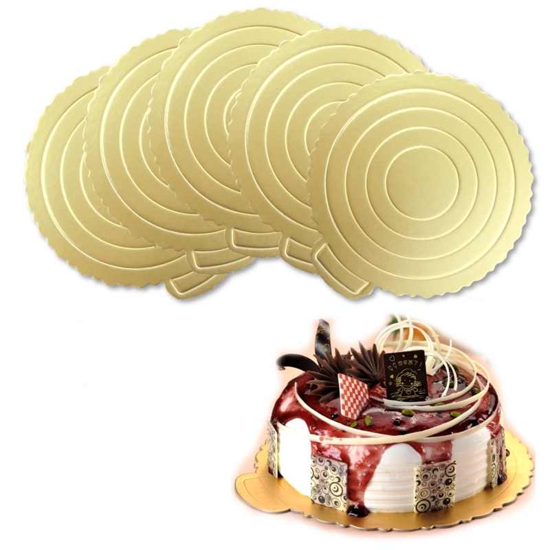 10 tommer diameter guld kageplader 5 stk karton flosset kage cirkelbund bevægelige tallerken pladespillere bageværktøj