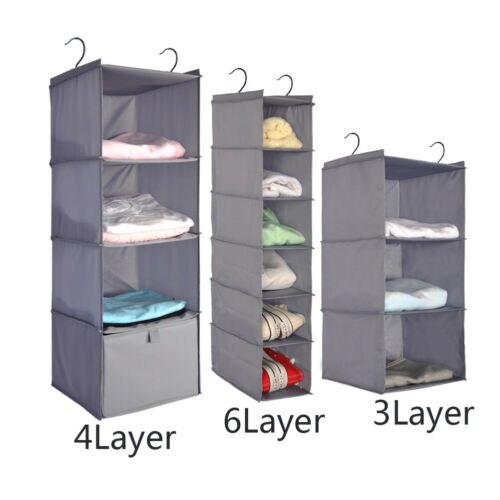 Moisture-proof Simple Pace Saving Hanging Wardrobe Organizer Storage Bag Closet Shelf Cloth Hanger Rack Container