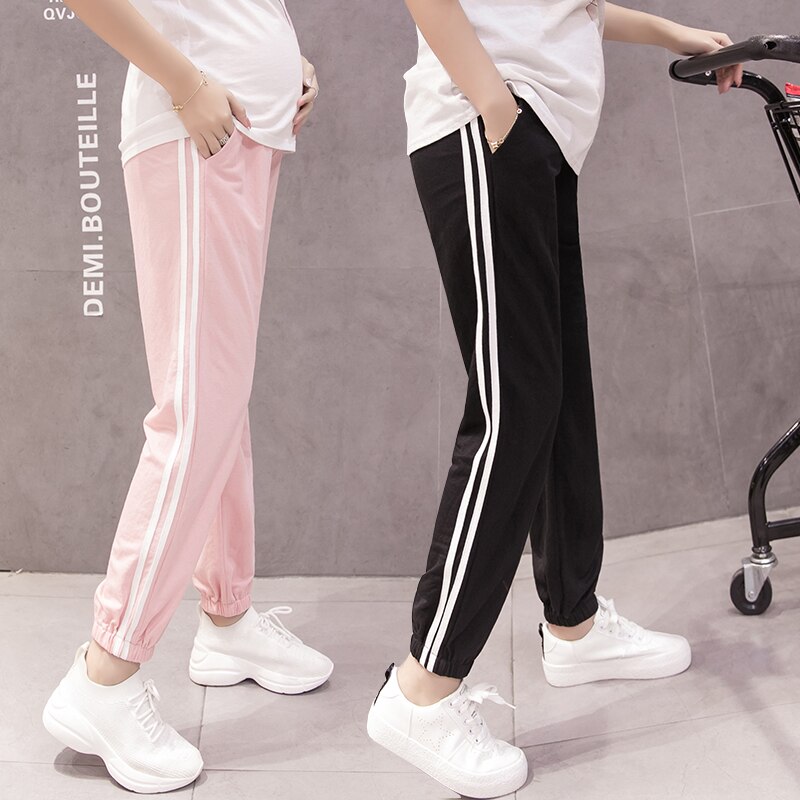 3126 # Lente Zomer Mode Moederschap Jogger Broek Elastische Taille Buik Broek Kleding Voor Zwangere Vrouwen Dunne Zwangerschap Broek