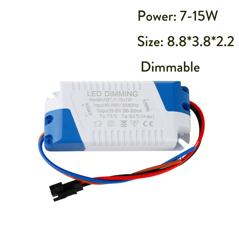 Dimbare 3W 5W 7W 8-10W 15W 15-24W Voeding LED driver Adapter Transformator 300mA Voor LED Verzonken Plafond Downlight 85-265V: 7-15W / 220v